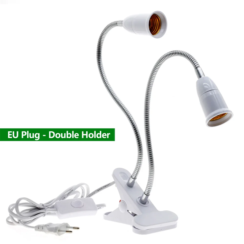  360 Degrees Flexible Lamp Holder Clip E27 Base With On Off Switch EU Plug For Desk Lamp LED Grow Li