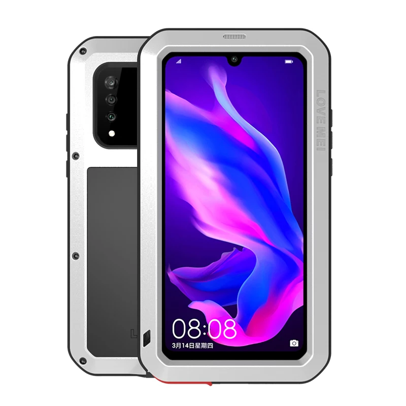 Для huawei P30 удобный телефонный футляр LOVE MEI роскошный Алюминий металлический бронированный противоударный чехол Водонепроницаемый прочная Обложка Горилла Стекло пленка