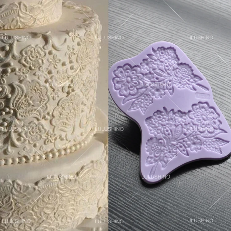 silicone flower border cake mat fondant cake lace mold wedding gum paste mouldsin Cake Molds