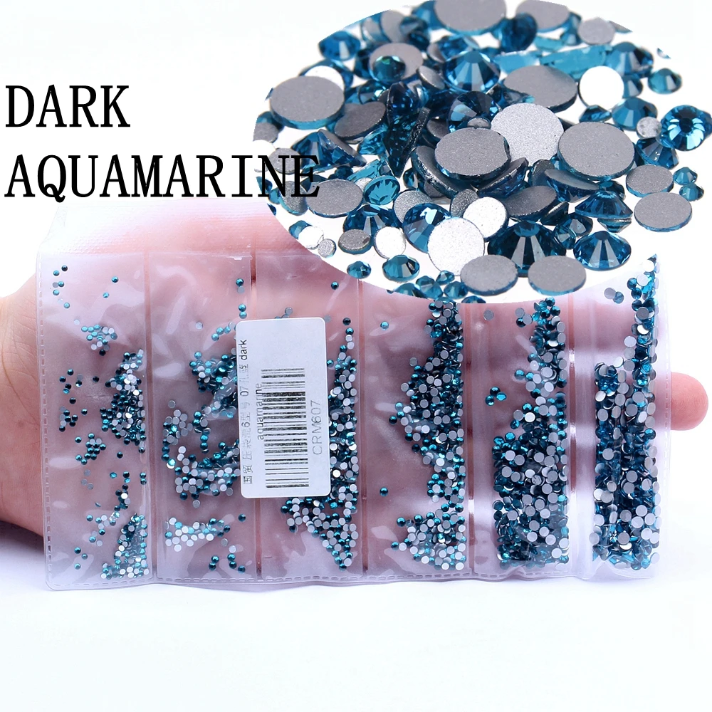07 dark aquamarine 1680 шт Кристалл flatflatback Стразы Блеск страз швейная ткань стеклянные бусины для дизайна ногтей ювелирные изделия аксессуары - Color: 07 dark aquamarine