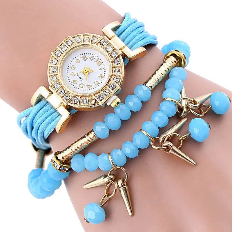 

New Super Fashion Women Watches Retro Bracelet Watch Synthetic Leather Quartz Watch Pepper beads Dress Montre Relogio Feminino