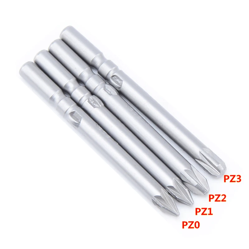 Lot De 5 Embouts Tournevis Pozidriv PZ1/PZ2/PZ3 - 75 Mm Magnétiques Pour Visseuse - Acier Traité