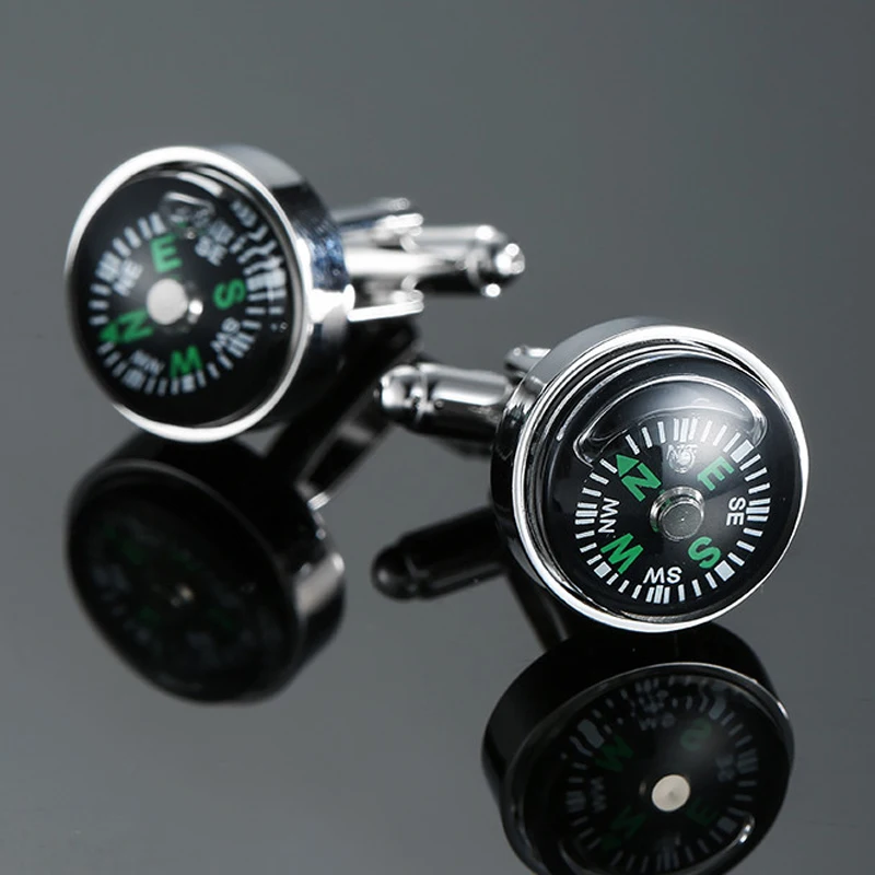 

High quality brand new fashion blue compass Cufflinks for men's shirt brand cuff links, 1 pairs free delivery.