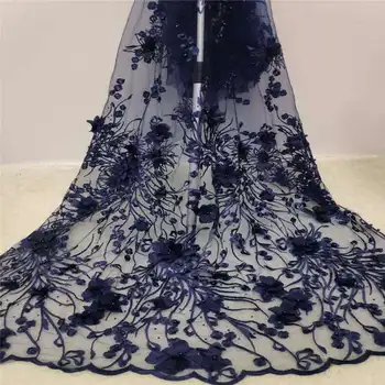 

African Lace Fabric 3D Flower High Quality 2019 French Tulle Lace Fabric Appliqued Nigerian Net Lace For Wedding Dress M2