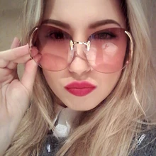 RBUDDY Oversized Sunglasses Women Brand Designer Female Glasses Transparent Gradient Rimless Sun lunette soleil