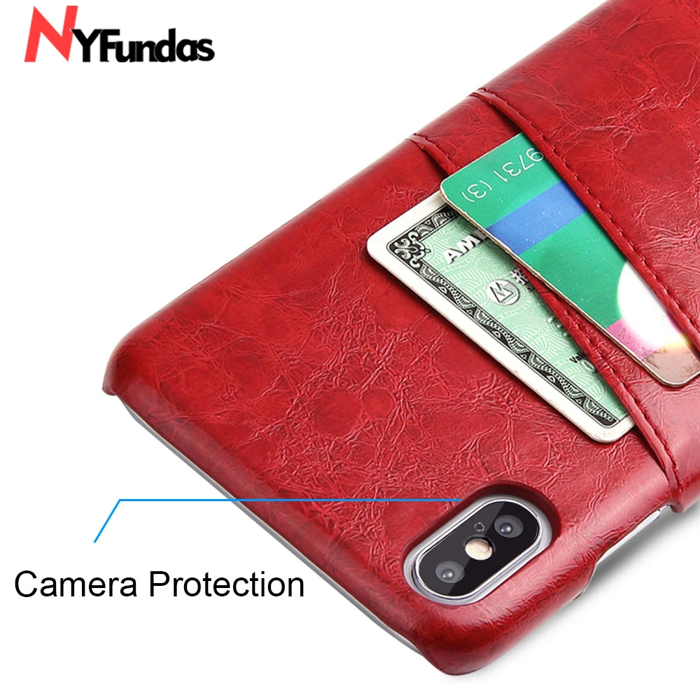 

NYFundas For iPhone XS Max Case Leather Card Holder Slots Shockproof Hard Cover For iPhone XR X 8 7 6 6S Plus 5 5s se Accessory