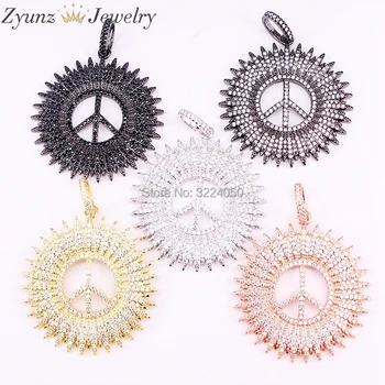 

5PCS Micro Pave CZ Rhinestone European Peace symbol Pendant Necklace Findings