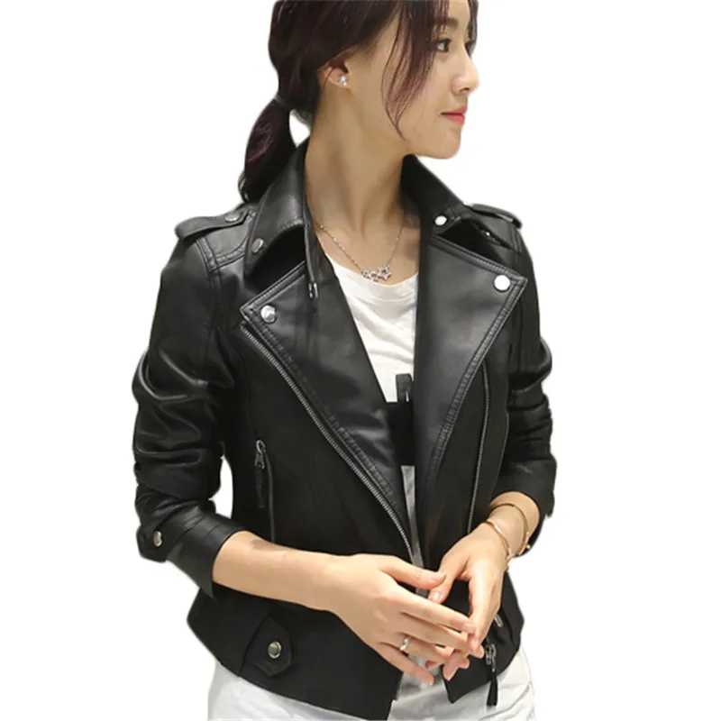 

2018Autumn And Winter Jacket Big Size Women's Costumes Locomotive style Pu Short Leather Coat Bat type Large Size Outerwear J451