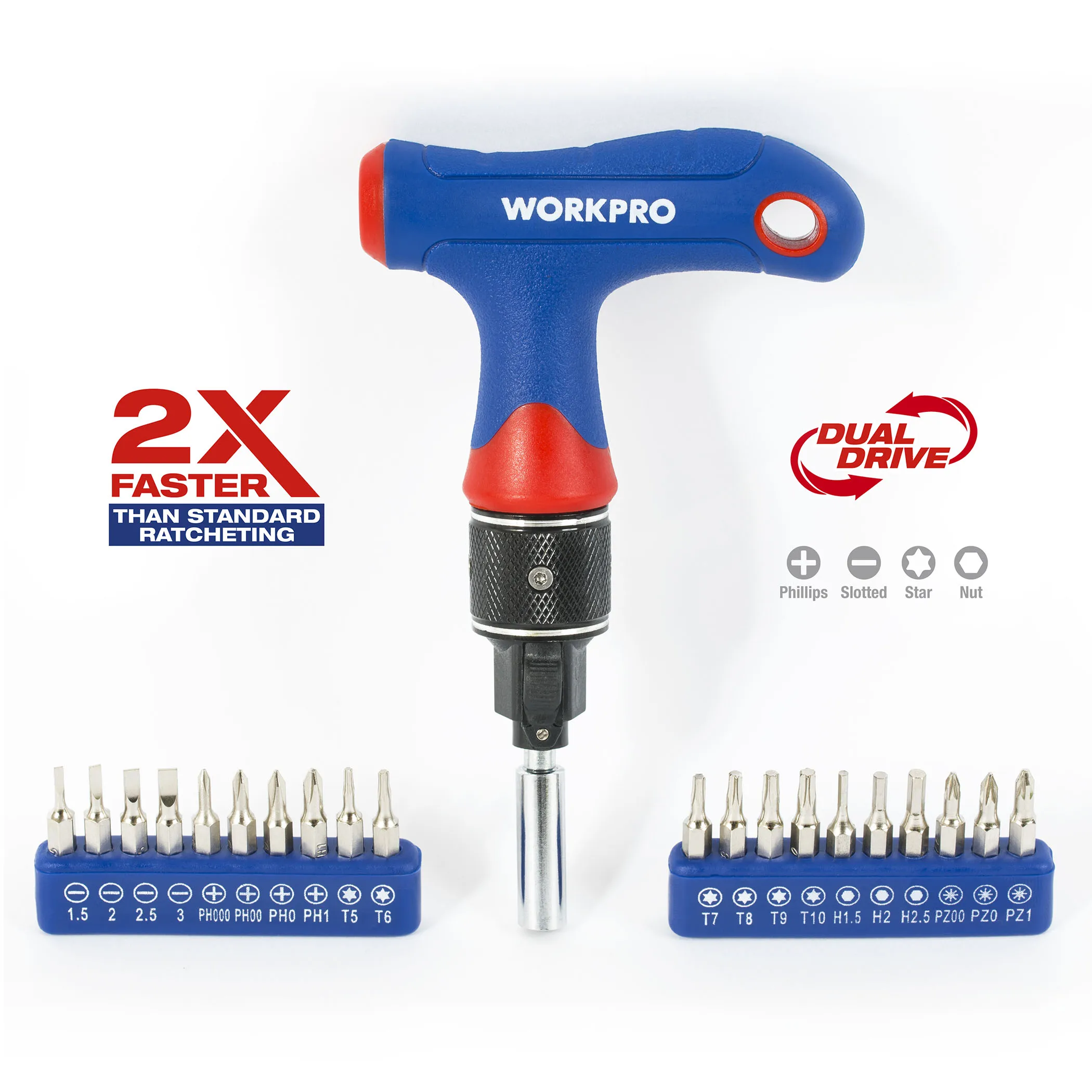 

WORKPRO Precision Screwdriver Set Mini Screwdriver with Bit set Torx Slotted Phillips Screwdriver T-handle Screwdriver