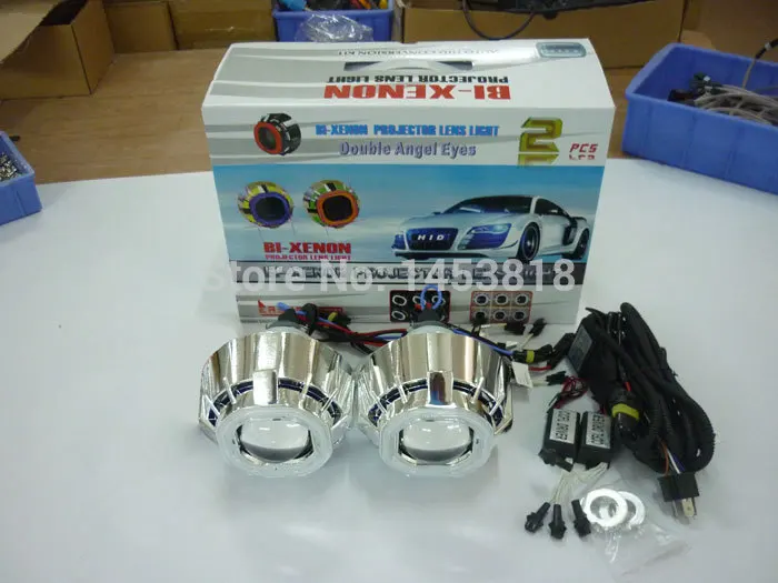

3.0HQD 3'' inch HID Bi Projector Lens Double Angel Eyes Headlight High Low Beam H1 H4 H7 4300K 6000k 8000k + 2pcs Ballasts