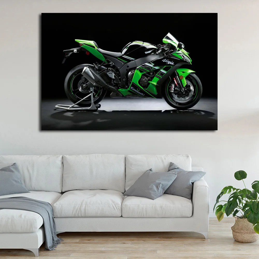 Обои Kawasaki Ninja для мотоцикла супербайка картина настенный художественный постер