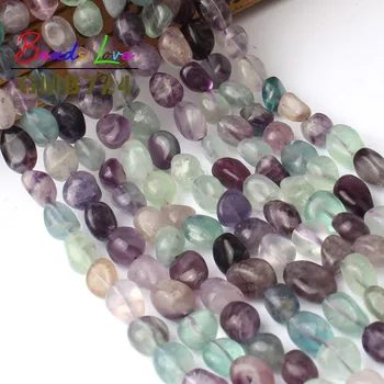 

8-10 MM Irregular Colorful Fluorite Loose Beads For Jewelry Making Natural Stone Beads Fit DIY Necklace Bracelet Jewellery 15''