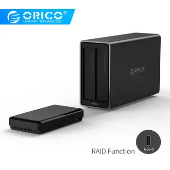 

ORICO NS200RC3 2 Bays Type-C Hard Drive Dock Case with Raid Support 20TB storage USB3.1 5Gbps UASP HDD Enclosure Box Adapter