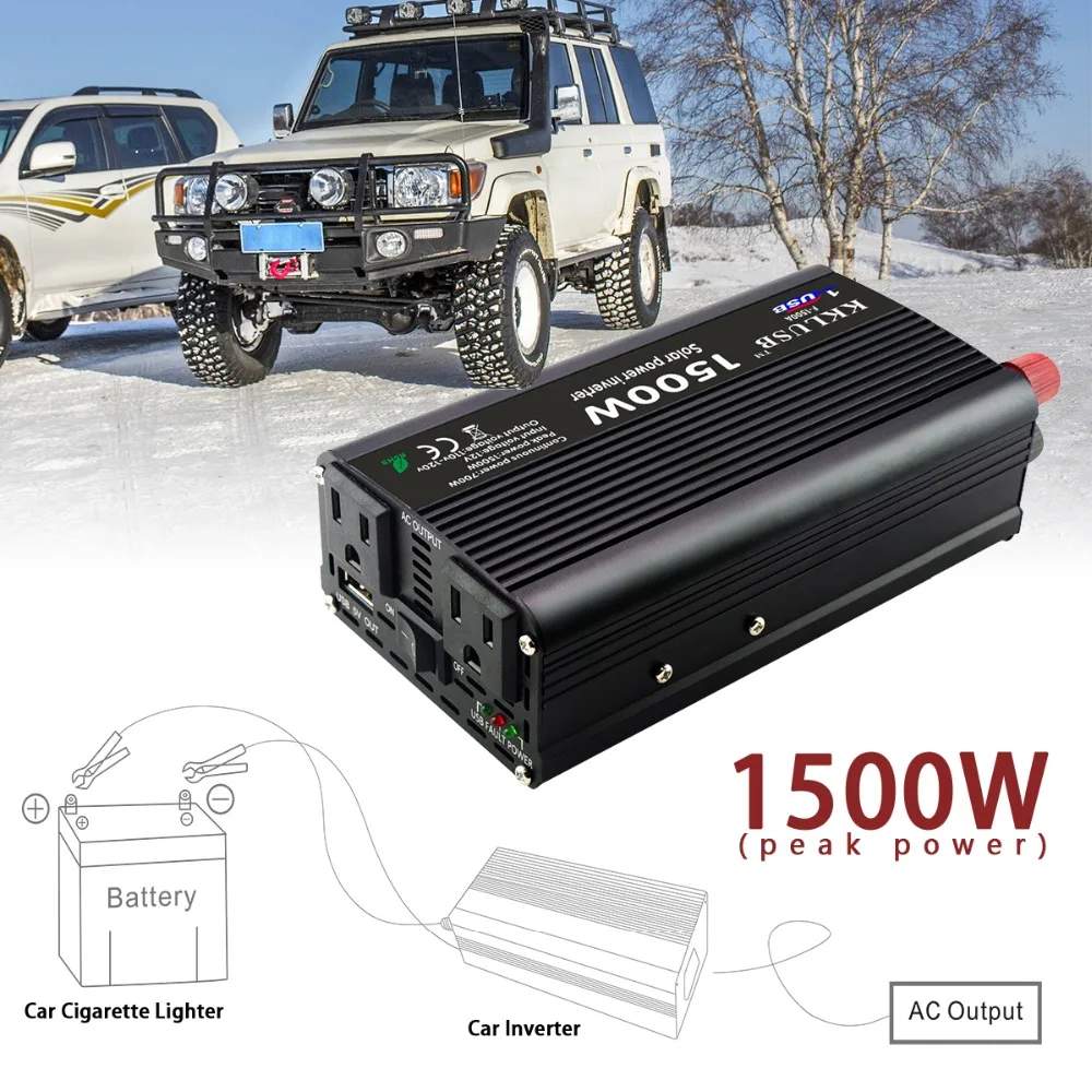 1500 Вт автомобильный инвертор DC 12 В к AC 110 В/5 USB зарядное устройство конвертер