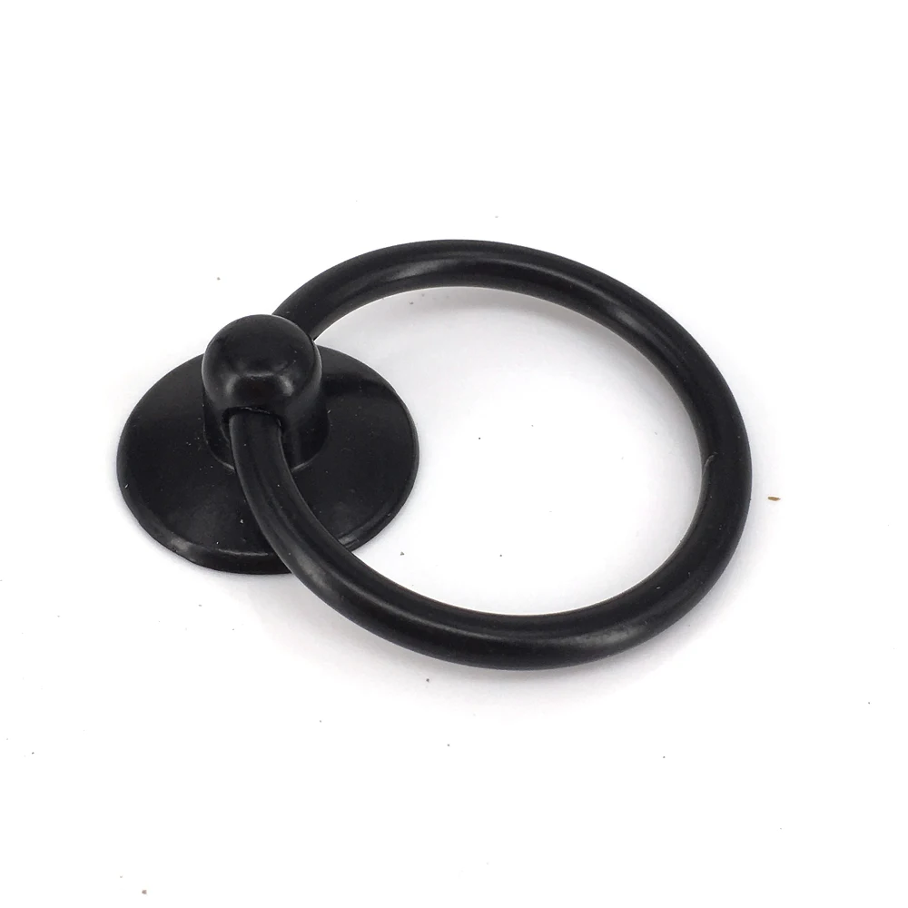 Retro Black Handle 43mm Drop Ring Chest Drawer Pulls Furniture