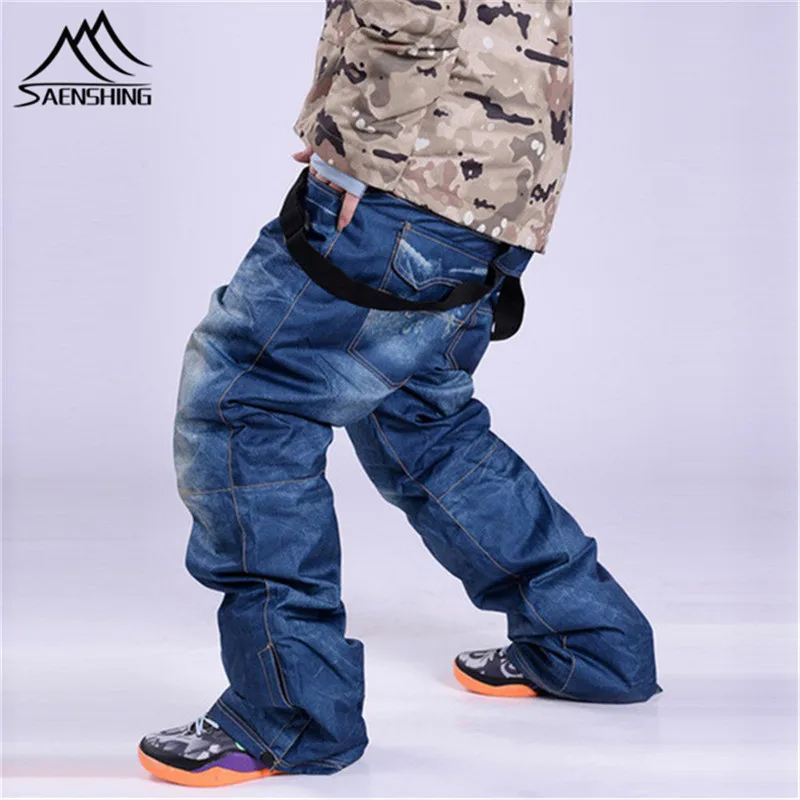 SAENSHING Winter Ski Pants Jean Men Waterproof Windproof