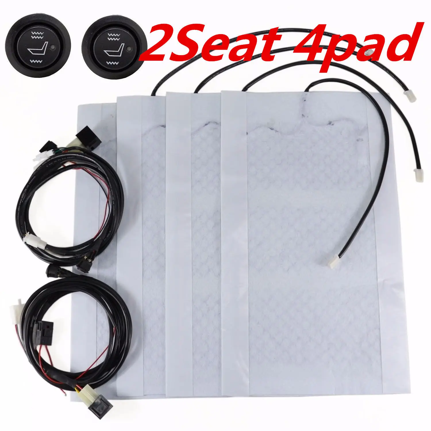 

4x Universal Heating Pads Car Seat Heater Kit 12V + High/Low Switch for 2 seats