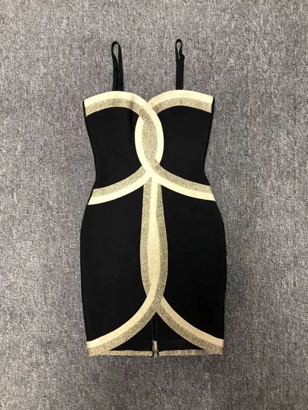 Новейшее женское черное эластичное облегающее модное мини сексуальное праздничное платье-повязка знаменитости - Цвет: Черный