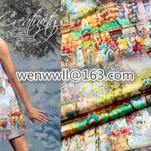 Дизайнерские шелк 93%, спандекс 7% стрейч шелковые кюлоты синий и желтый швейная ткань 1 метр T283