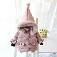 Children’s clothing jacket 2018 new winter girls fashion thick solid color cotton coat children’s zipper hooded cotton clothes
