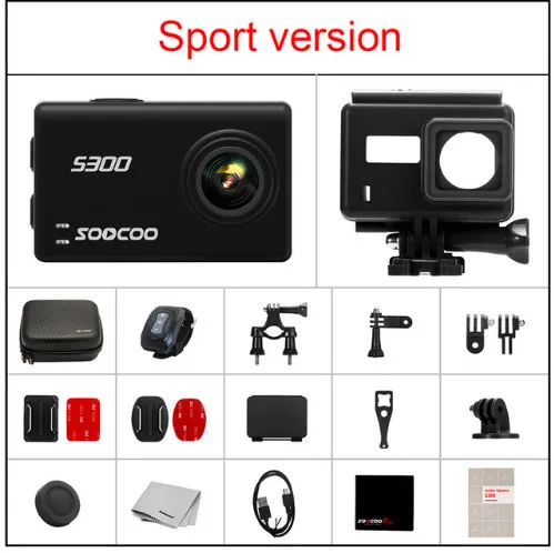 SOOCOO S300 Экшн-камера 2,3" сенсорный ЖК Hi3559V100+ IMX377 4 K 30fps 1080 P 120fps EIS Wifi 12MP удаленный внешний микрофон Спортивная камера - Цвет: black