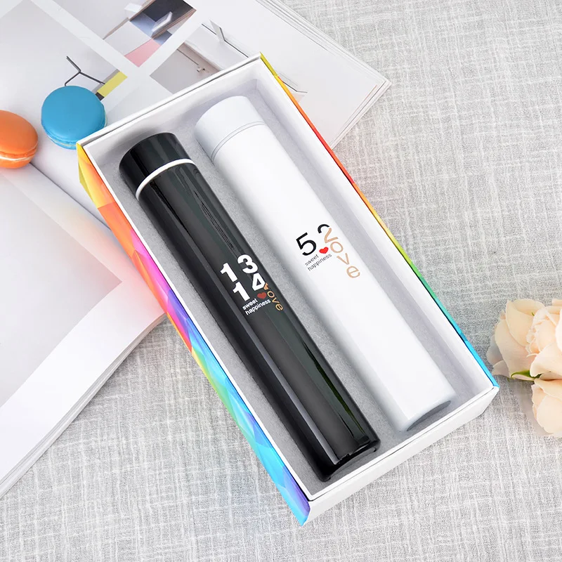 cheap 2PCS 520 1314 Valentine #039;s Day Gift 304 Stainless Steel Coffee Tea Water Thermos Cups Thermal Bottle Thermos wig cup For Couples