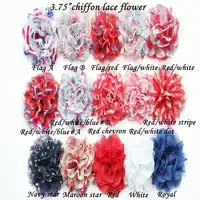 50 pcs/ lots 3.75" chiffon lace flowers for girls headwear headband , shabby flowers -- 4 th July