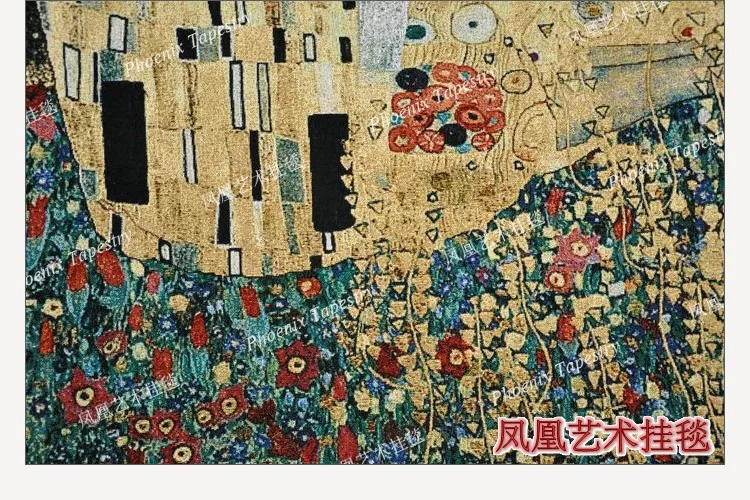 Gustav Klimt-kiss свадебный подарок символ любви настенный гобелен 139*89 см платье женская домашняя куртка ткань текстиль H119