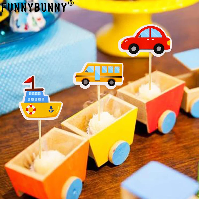 FUNNYBUNNY транспорт кекс Car автомобиль автобус Поезд Самолет корабль DIY кекс детская игрушка в ванную декор для вечеринки в честь Дня Рождения