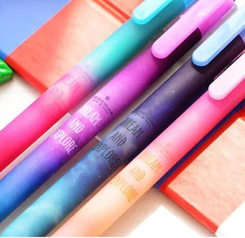 

6pcs / lot , Starry Sky Gel Pen , Retractable Colorful Gel Pen for School & Office Writing Stationary , 0.5mm Black