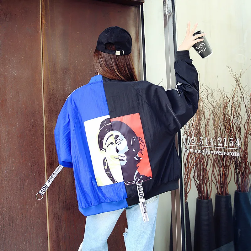 Женская куртка в Корейском стиле Харадзюку весенне осенняя одежда с цветными