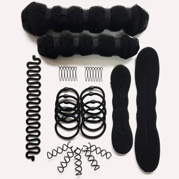 

22Pcs/Set DIY Hair Styling Tools Braider Donut Hair Bun Twist Hair Clips Hairpin Elastic Headbands Rubber Band Hairstyles Clip