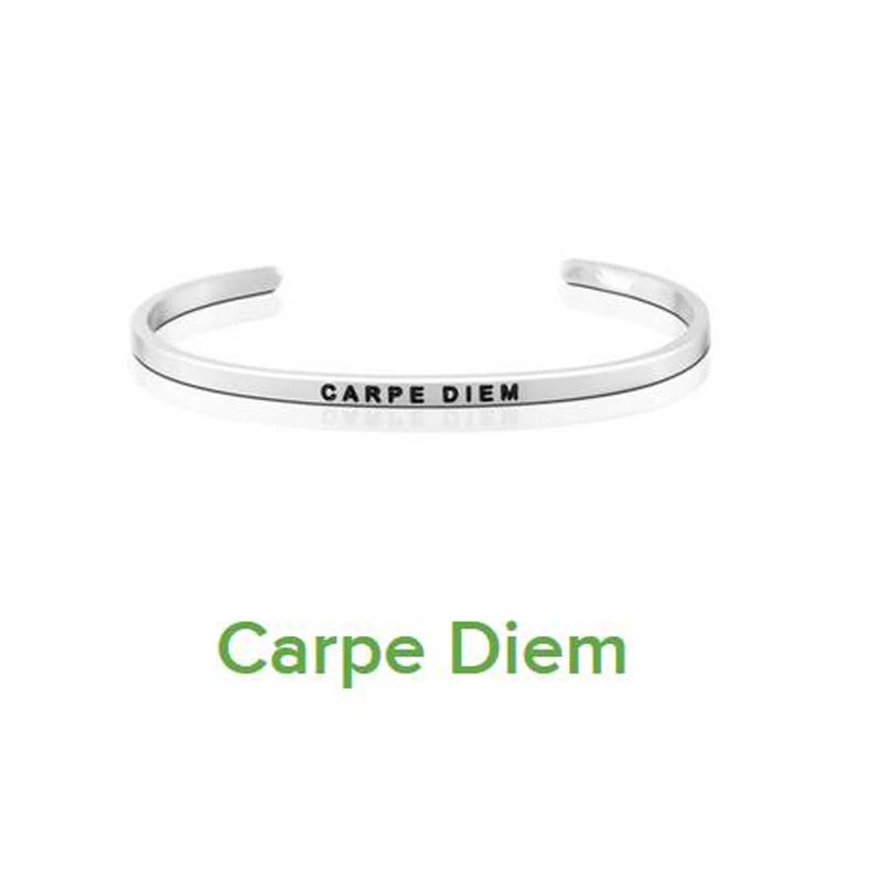 Новинка 2018 браслет из нержавеющей стали с гравировкой Carpe Diem вдохновляющая