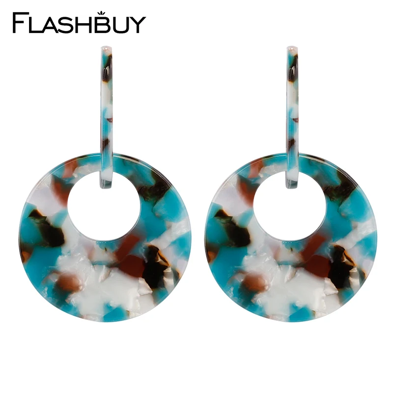 

Flashbuy Hollow Round Alloy Cap Acetate plate Drop Earrings Acrylic Square Earrings Wholesale pendientes Jewelry Accessories