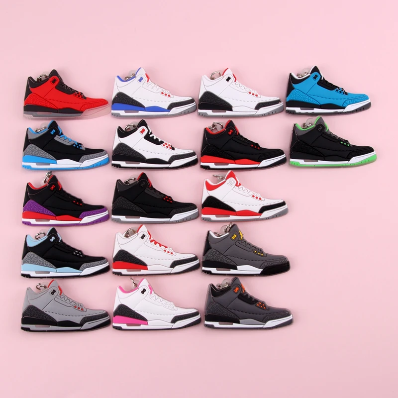 

Keychain New Exotic Mini Jordan 3 Retro Shoe Key Chain Men and Women Kids Gift Keyring Basketball Sneaker Key Holder Porte Clef