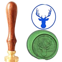 Голова оленя винтажное изображение на заказ логотип роскошный воск печать штамп латунь Павлин металлическая ручка подарочный набор