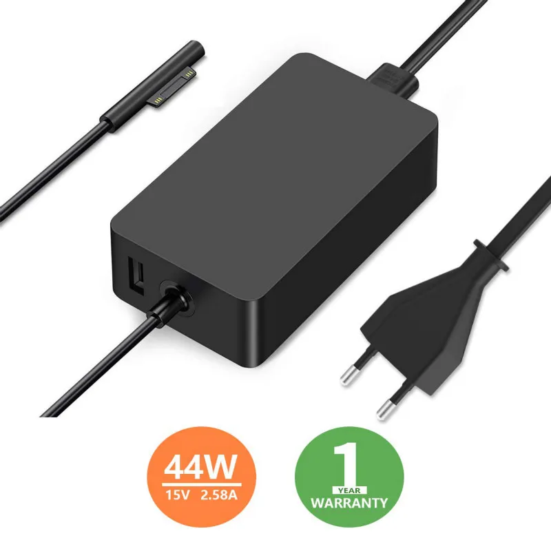 

15V 2.58A 44w portable laptop charger Power Supply for Microsoft surface book Laptop Pro3 4 5 with 5V 1A USB