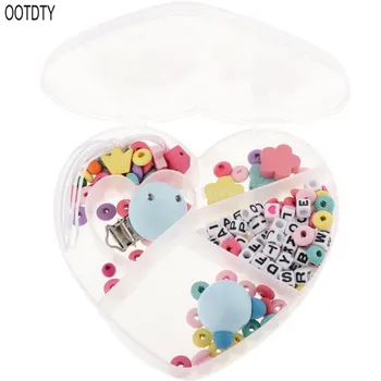 

OOTDTY 1 Box Simple Fashion Baby Pacifier Clip DIY Color Wooden Beads Jewelry Anti-fall Clips Chain Making Accessories