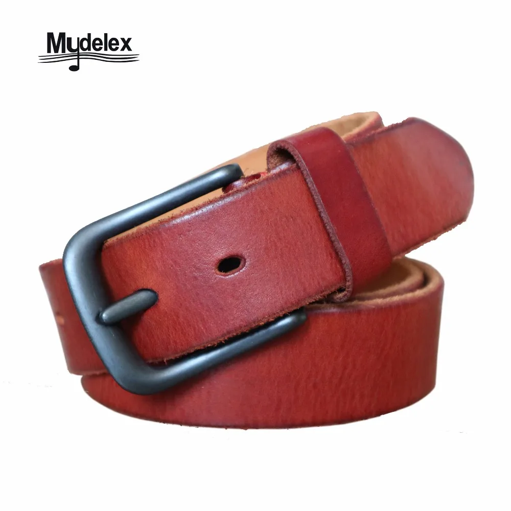 2018 New men&#39;s genuine leather belt fashion hand made washed leather belt men classic pin buckle ...