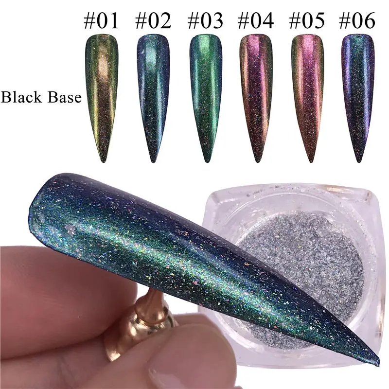 1 Box Chameleon Holographic Nail Glitter Powder Gel Polish Chrome