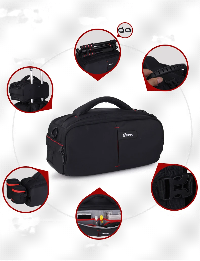 Cena EIRMAI DSLR zdjęcie przenoszenie ramię Nylon wodoodporna osłona przeciwdeszczowa statyw kamery torba obiektyw wyściełane etui etui do Canon Nikon Sony