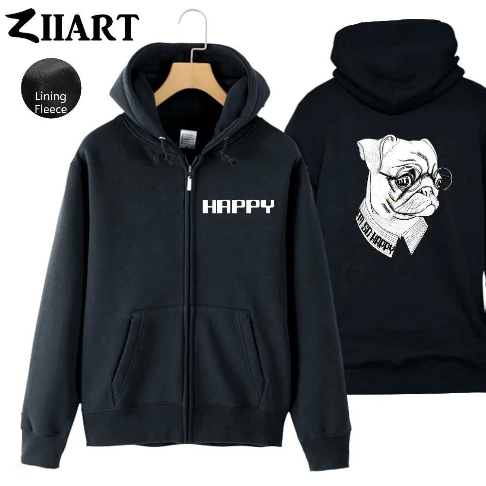 I'm So Happy Pet Dog Bulldog очки полосатая рубашка мужская флисовая толстовка на молнии с