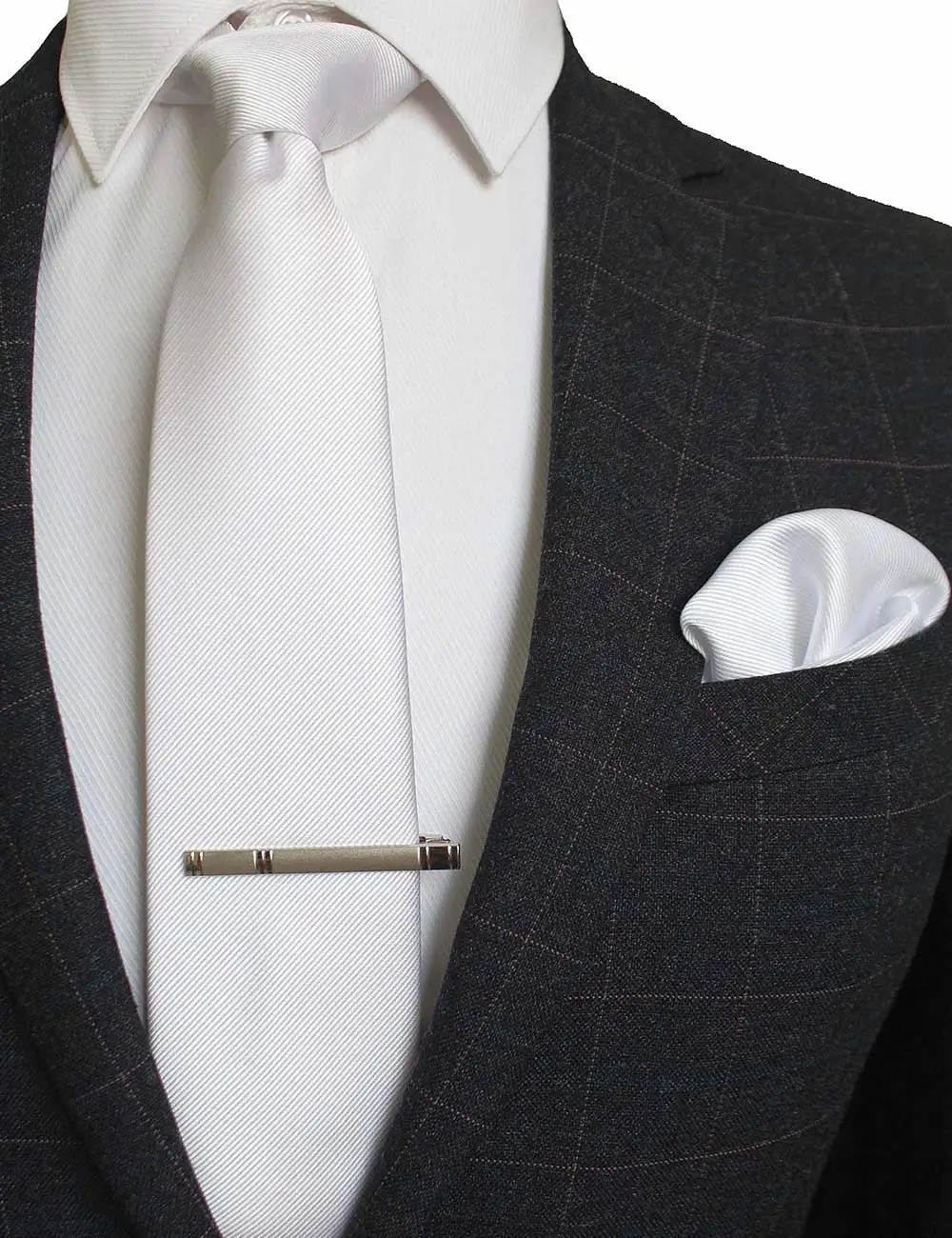 JEMYGINS,,, однотонный, шелковый галстук, мужской, официальный, простой, красный, галстук, карманный, квадратный, носовой, зажим для галстука, набор из 3 предметов, для мужчин, вечерние, свадебные - Цвет: 9