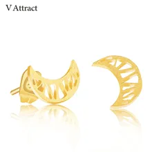 V привлечь Нержавеющая сталь Pendientes Mujer Moda розовое золото Цвет Bijoux полумесяц Серьги-гвоздики Для женщин