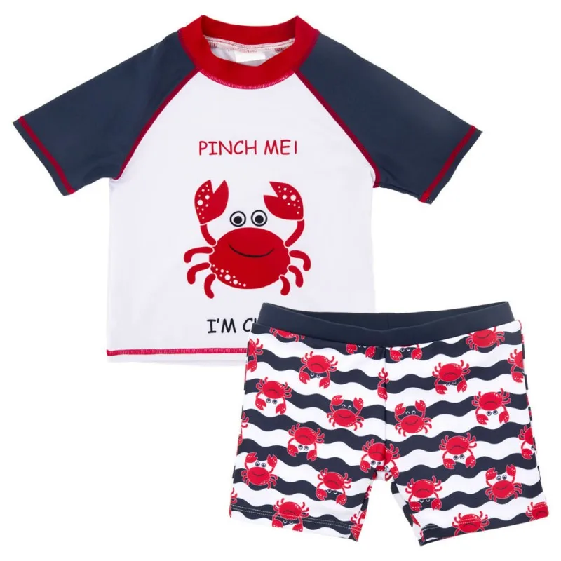 

NYAN CAT baby boys swimsuit short sleeve top+pants+hat 2pcs Crab swimwear infant toddler kids children Cartoon Bathing Suit