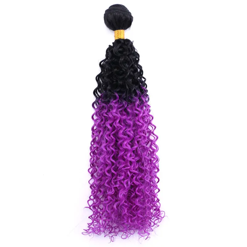 T1B-Purple Черные, серые, красные, пурпурные, зеленые, коричневые кудрявые вьющиеся волосы 100 г/шт. Омбре синтетические пучки волос - Цвет: T1B-Purple