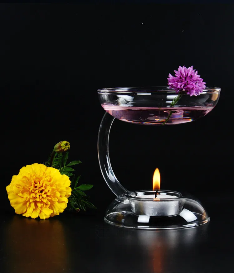1PC Glass Incense Burner Candle Holders Wedding Candlestick Tealight