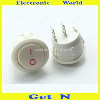 

100pcs KCD1 6A/250V 20MM OD Rocker Switches 2P 2Files Power Round Button Switch White