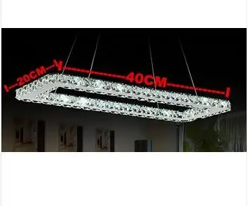 Роскошная Серебряная квадратная Хрустальная светодиодный люстра K9 хрустальный светодиодный светильник/светильник современный светодиодный светильник - Цвет абажура: L40X20CM