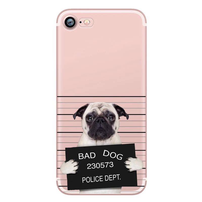 Cute Funny Pug Dog French Bulldog Puppy Silicon Transparent Soft TPU Phone Case for Apple iphone 6 5S SE 6S 7plus 5 6plus Fundas (5)